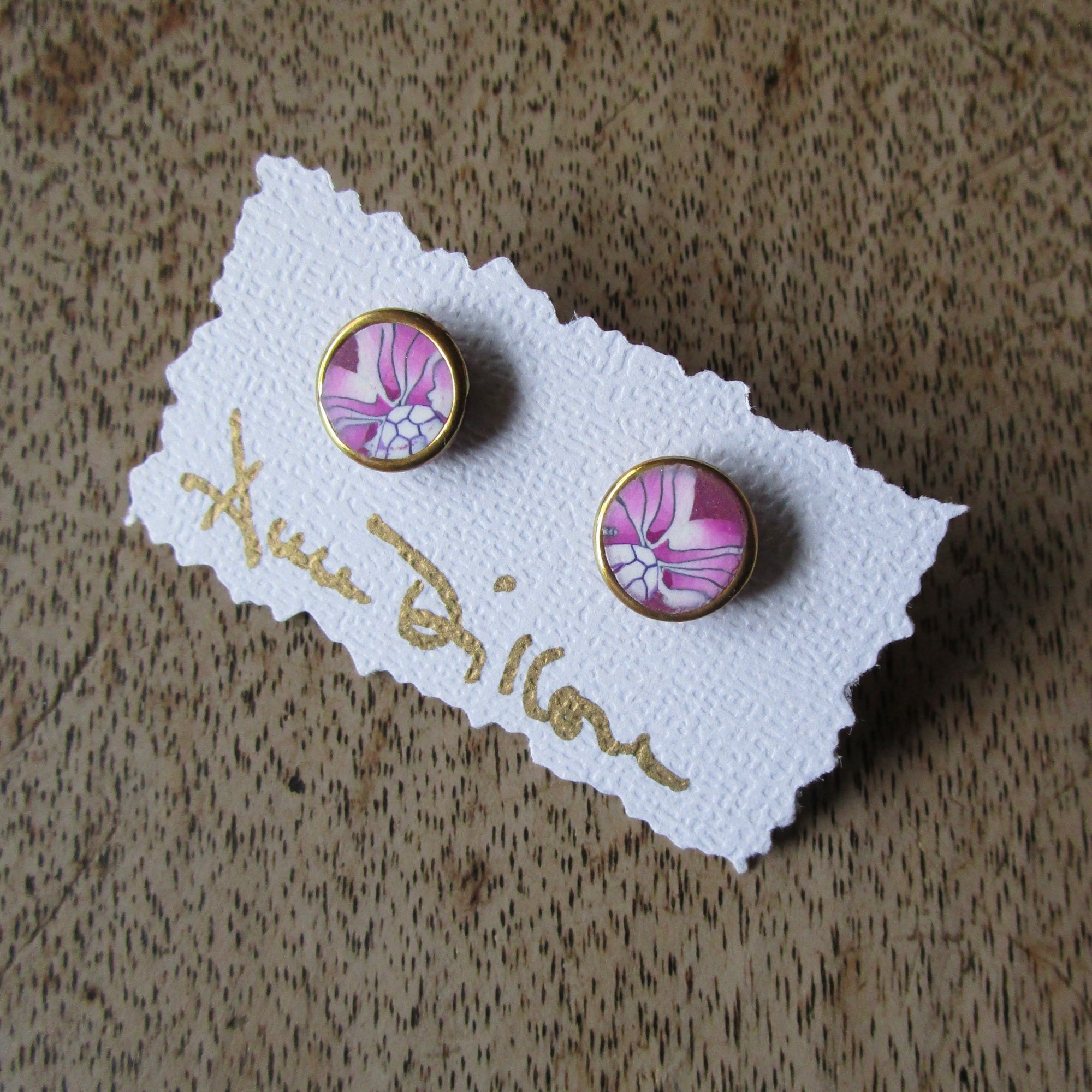 Pink/Burgundy Small Post Earrings