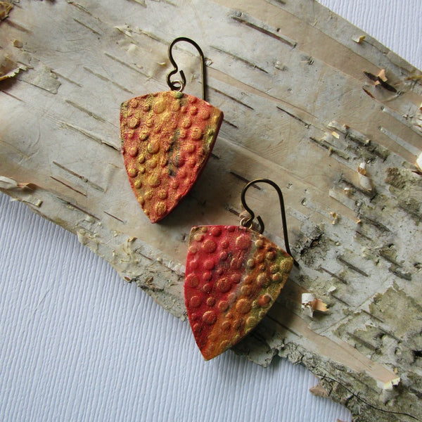 Triangle Fiery Water Droplets Textured Drop Earrings