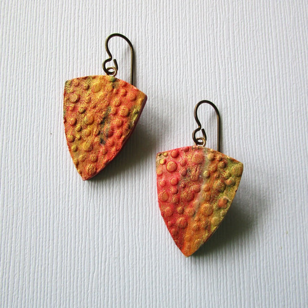 Triangle Fiery Water Droplets Textured Drop Earrings