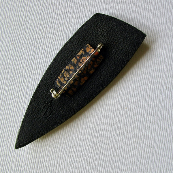 Rust/Black Crackle Brooch/Pendant