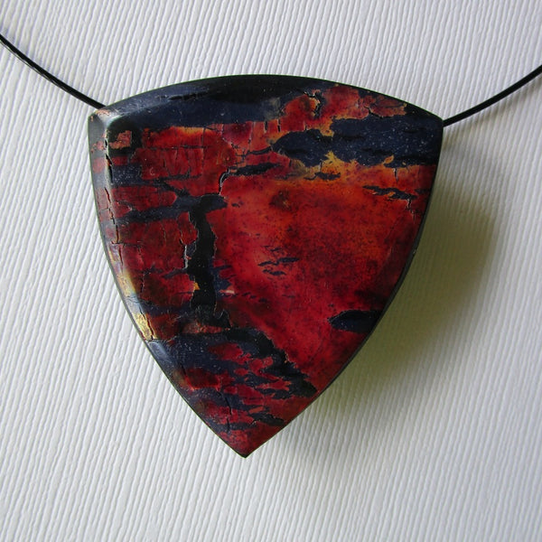 Red Crackle Brooch/Pendant