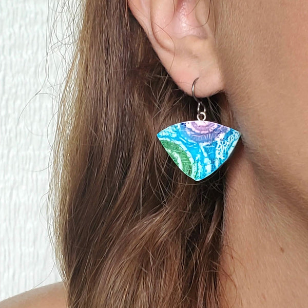 Triangle Batik Drop Earrings
