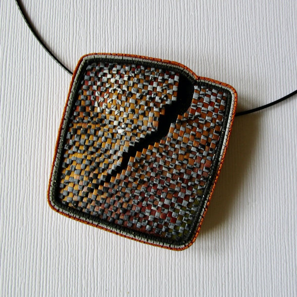 Rust/Gray Textured Brooch/Pendant
