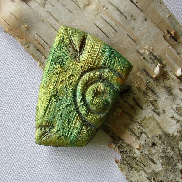 Green/Gold Textured Brooch/Pendant