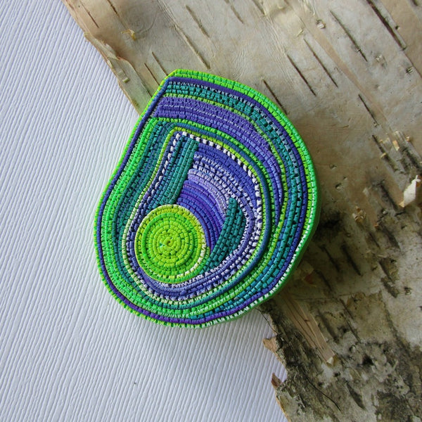 Chartreuse/Purple Textured Brooch/Pendant