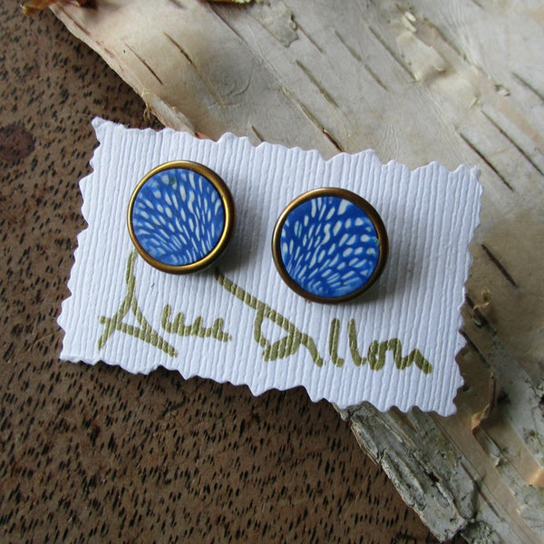 Blue Tiny Dots Abstract Medium Post Earrings