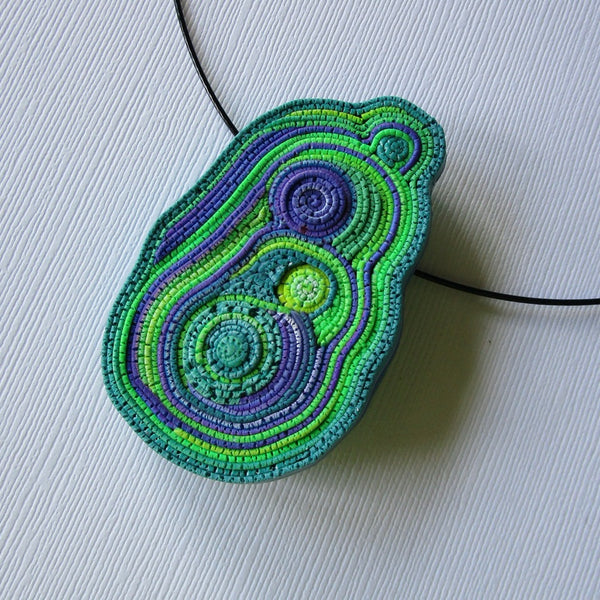 Green/Purple Textured Brooch/Pendant