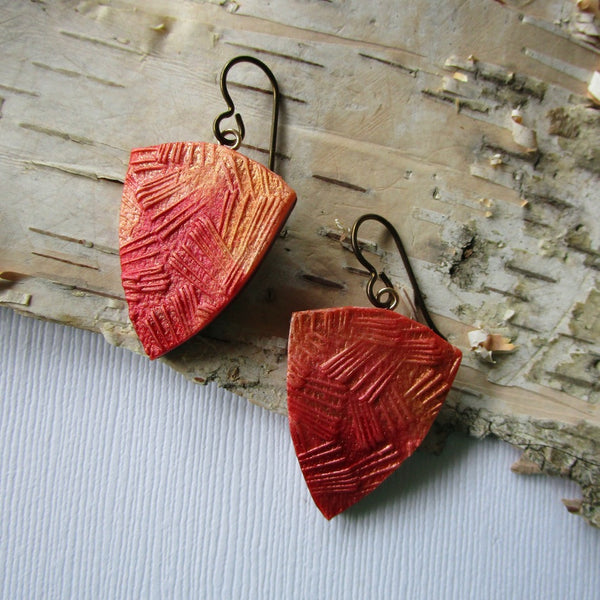 Triangle Fiery Textured Drop Earrings