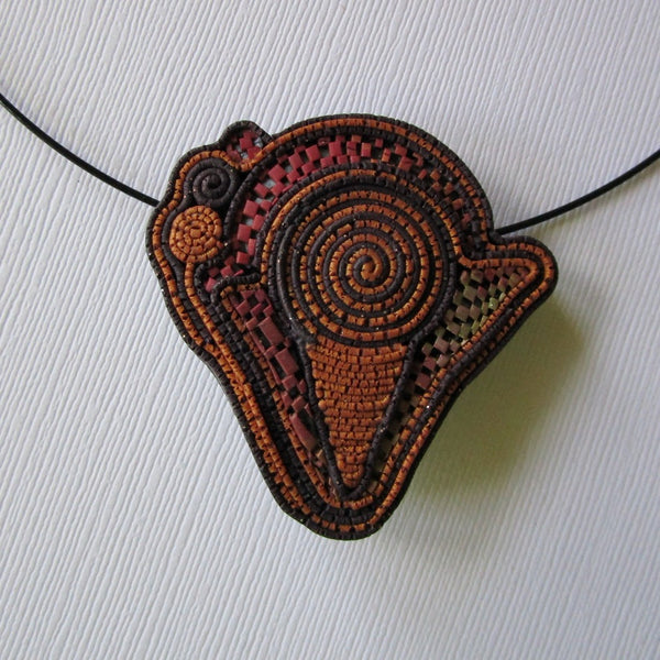Rust/Eggplant Textured Brooch/Pendant