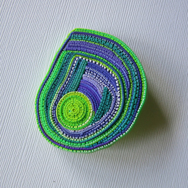 Chartreuse/Purple Textured Brooch/Pendant