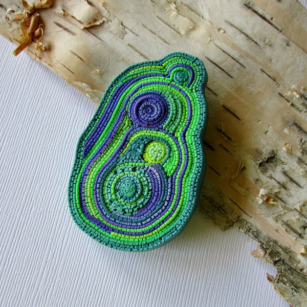 Green/Purple Textured Brooch/Pendant