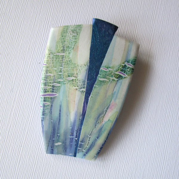Blue Violet Crackle Brooch/Pendant