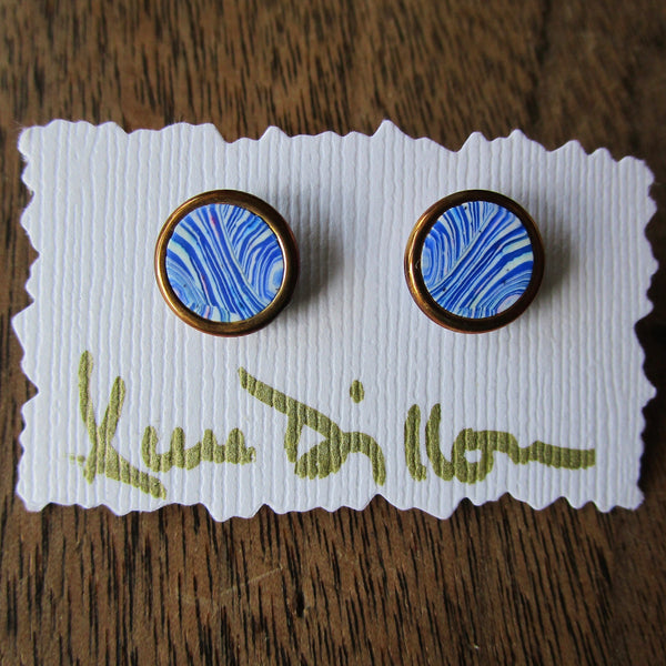 Blue Stripe Small Post Earrings