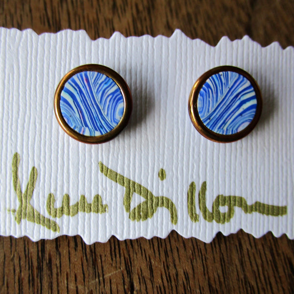 Blue Stripe Small Post Earrings