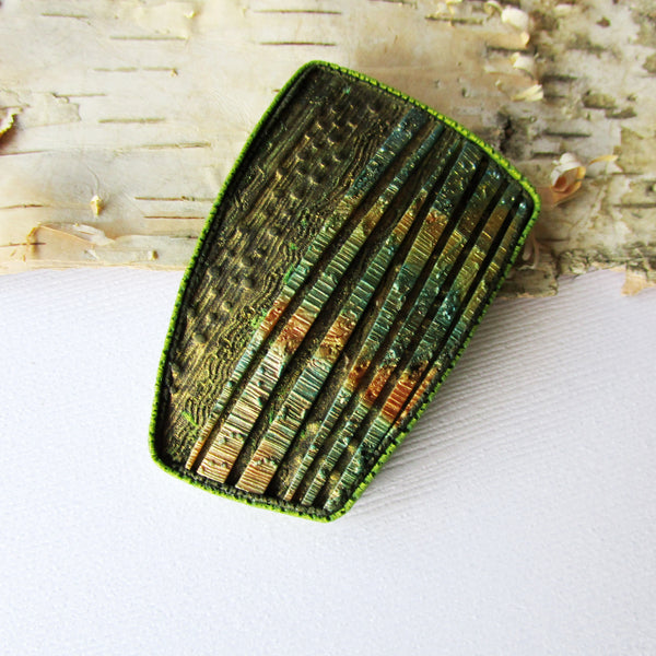 Burnished, Textured Bronze Brooch/Pendant