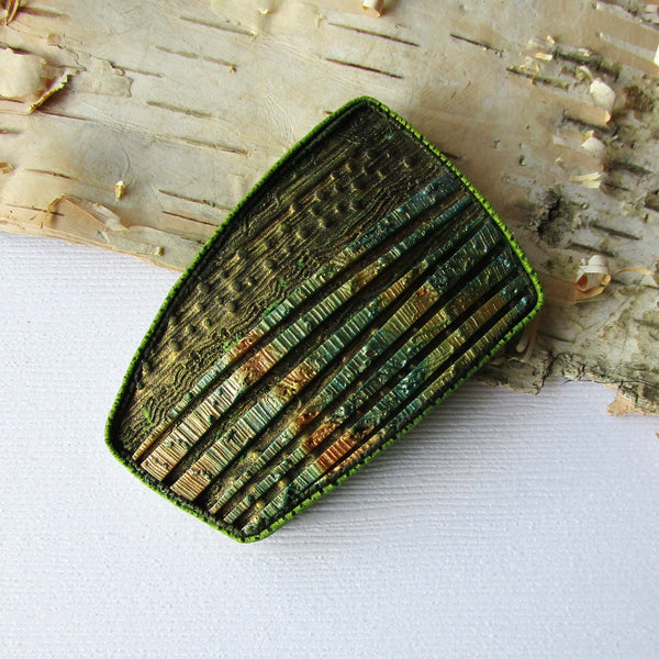 Burnished, Textured Bronze Brooch/Pendant