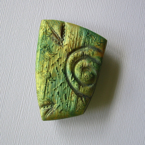 Green/Gold Textured Brooch/Pendant