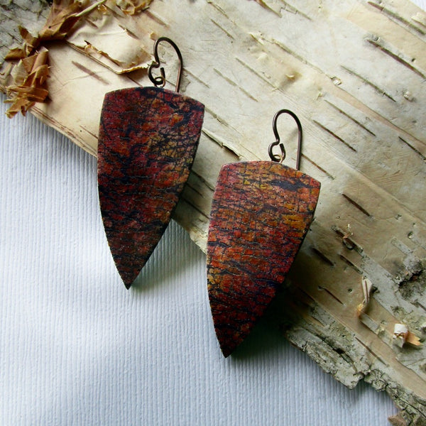 Red/Rust Crackle Drop Earrings