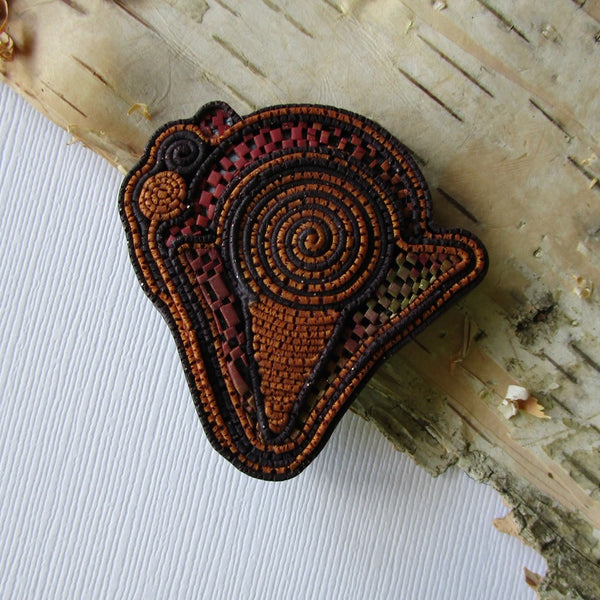 Rust/Eggplant Textured Brooch/Pendant