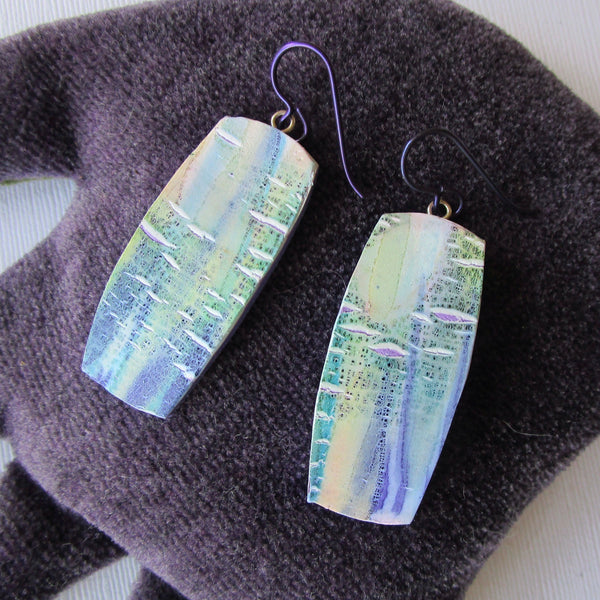 Blue Violet Crackle Drop Earrings