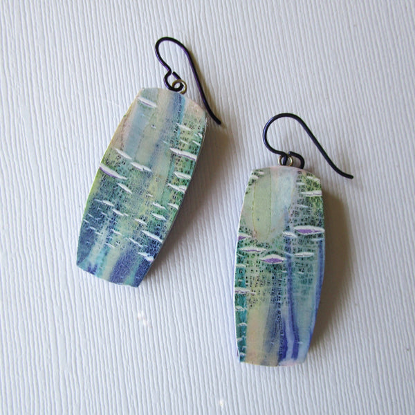 Blue Violet Crackle Drop Earrings