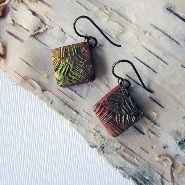 Gold Texture Drop Earrings