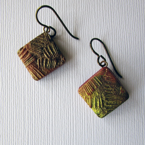 Gold Texture Drop Earrings