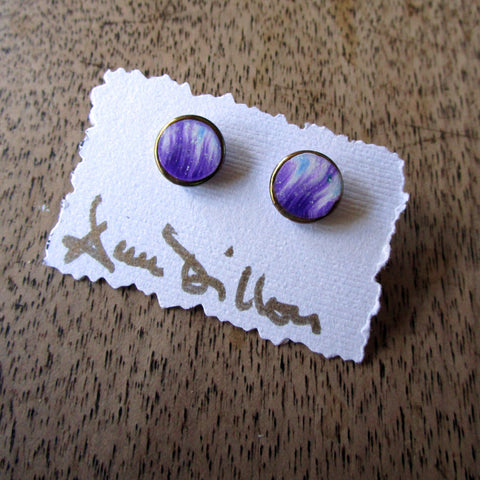 Purple/White Ikat Small Post Earrings