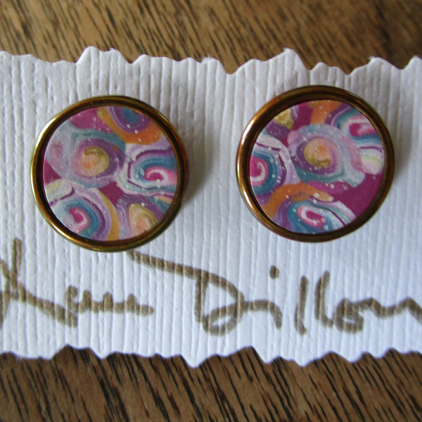 Pink Spiral Medium Post Earrings