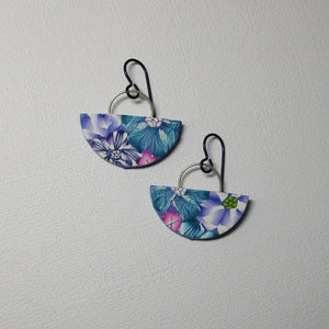 Teal/Lavender/Fuschia Half Moon Earrings