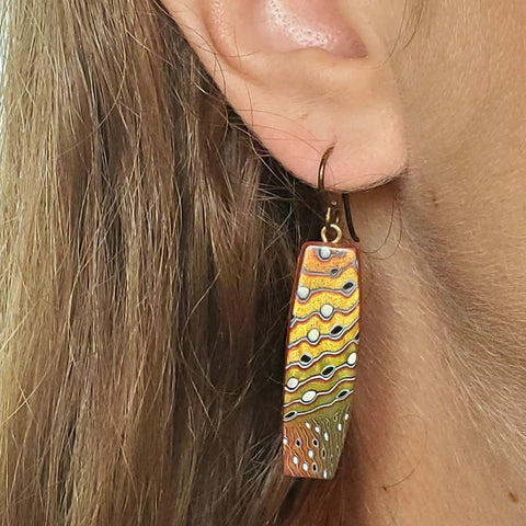 Gold/Copper Stick Drop Earrings