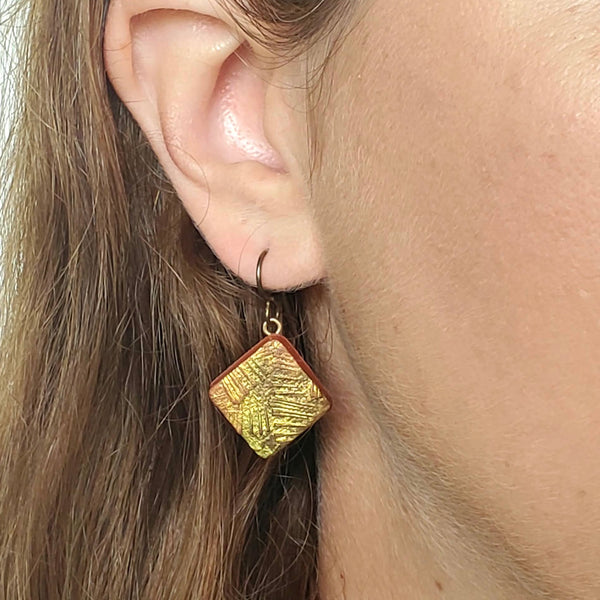 Gold Texture Drop Earrings