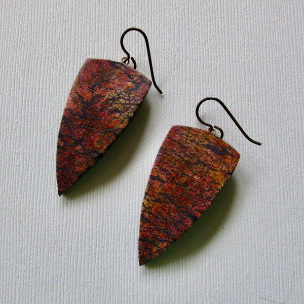 Red/Rust Crackle Drop Earrings