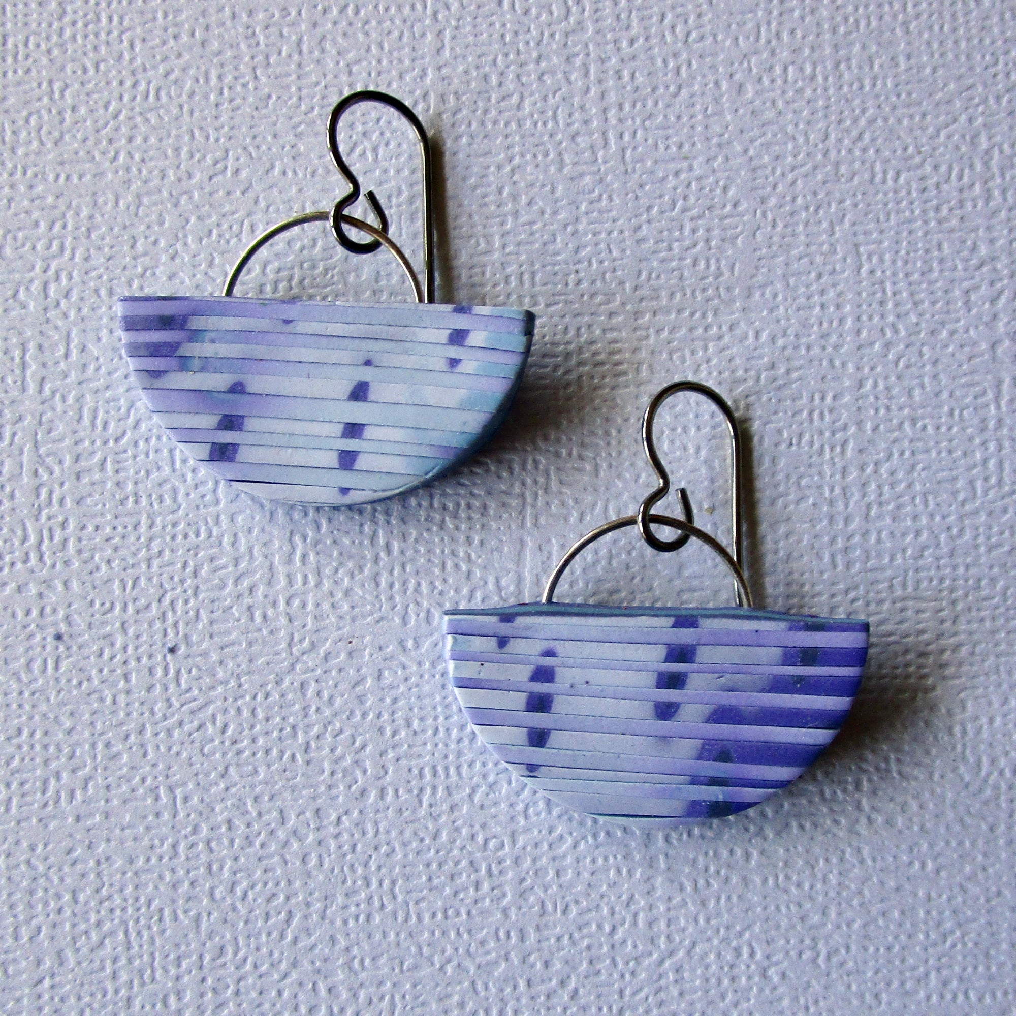 Blue-Lavender Half Moon Drop Earrings