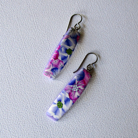 Fuschia-Lavender Stick Drop Earrings