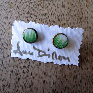 Green/White Ikat Small Post Earrings