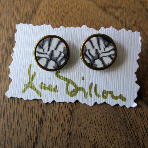 Taupe/Black/White Abstract Medium Post Earrings